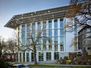 The Bullitt Center. The "roof" is comprised entirely of photovoltaic cells.